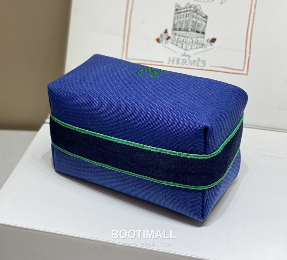 Hermès Bride-A-Brac Pouch 에르메스 브리드아브락 파우치 토일 캔버스 & 자수 H 디테일 블루 25cm 4