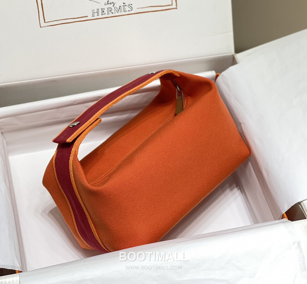 Hermès Bride-A-Brac Pouch 에르메스 브리드아브락 파우치 토일 캔버스 & 자수 H 디테일 오렌지 25cm 3