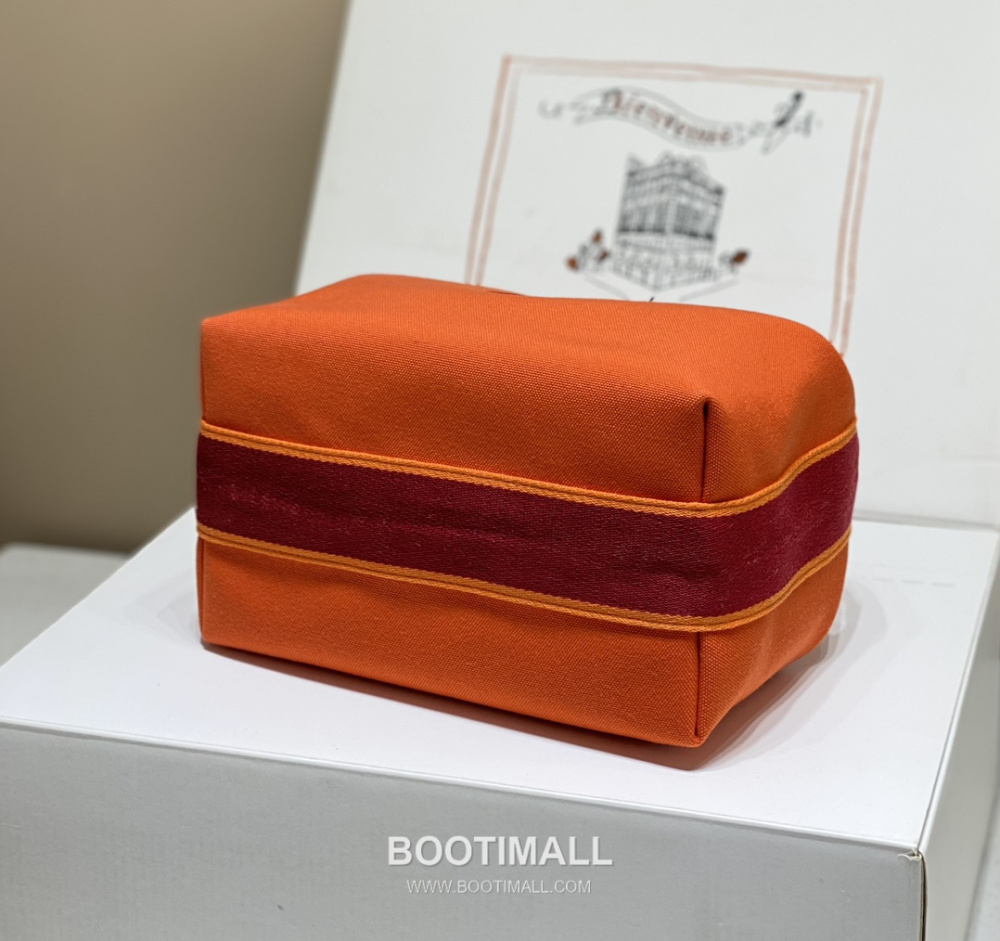 Hermès Bride-A-Brac Pouch 에르메스 브리드아브락 파우치 토일 캔버스 & 자수 H 디테일 오렌지 25cm 5