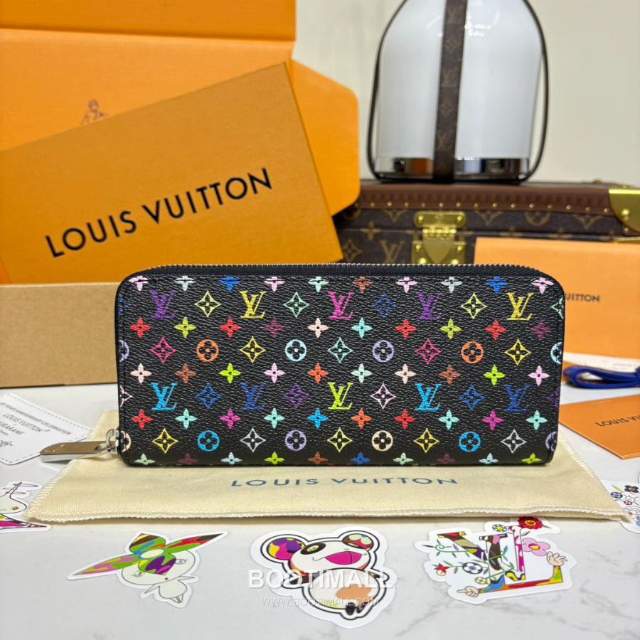 Louis Vuitton x Takashi Murakami Zippy Wallet 루이비통 x 타카시 무라카미 지피 월렛 M13408 블랙 멀티컬러 모노그램 코티드 캔버스 20cm 4