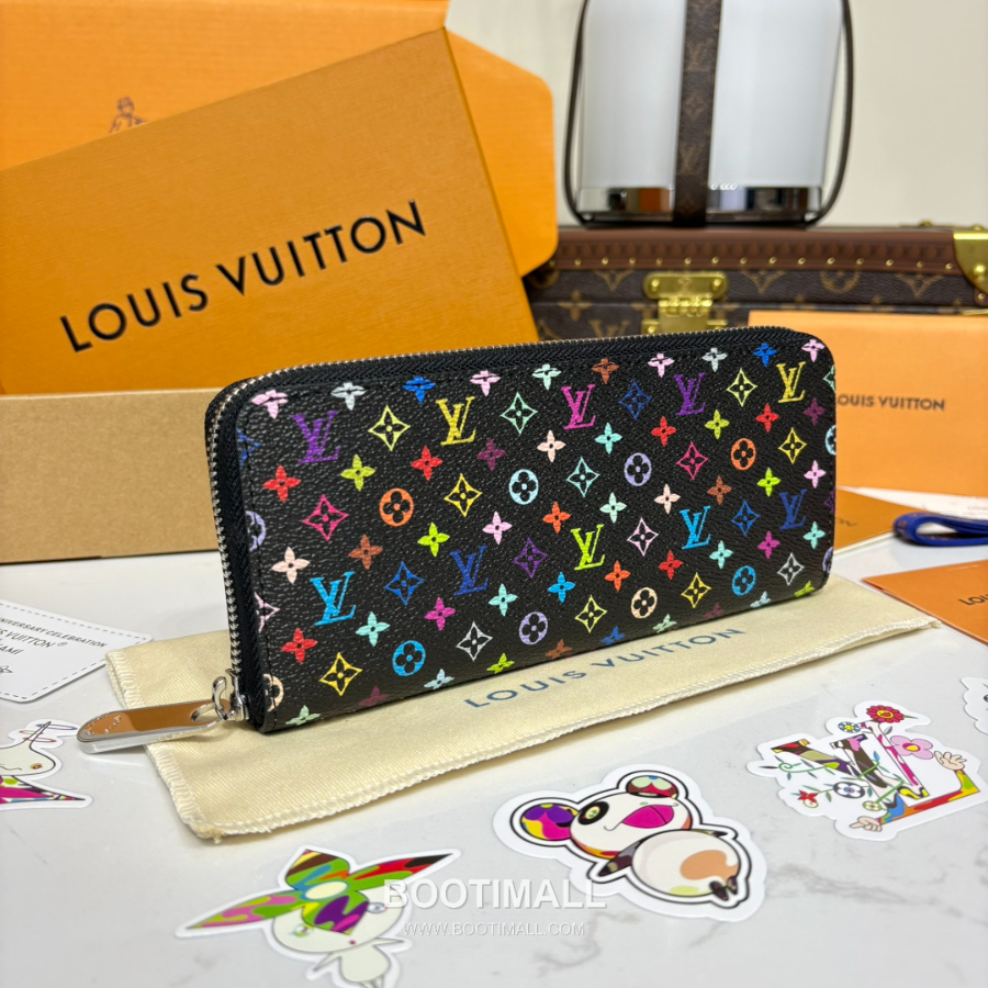 Louis Vuitton x Takashi Murakami Zippy Wallet 루이비통 x 타카시 무라카미 지피 월렛 M13408 블랙 멀티컬러 모노그램 코티드 캔버스 20cm 5