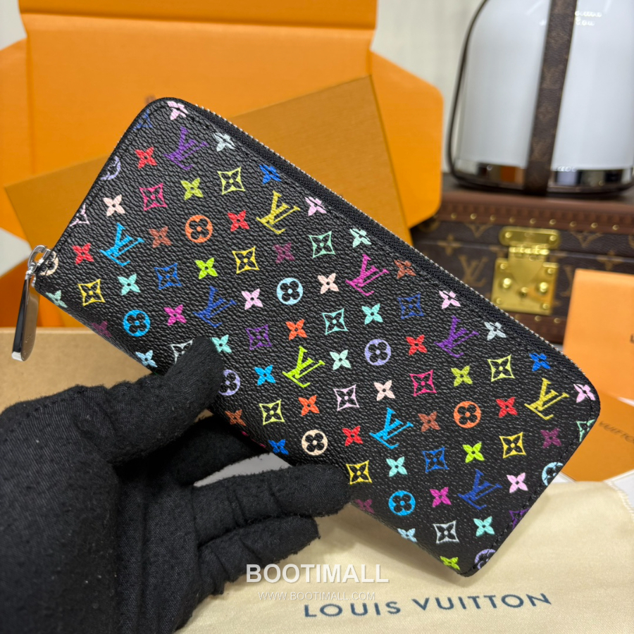 Louis Vuitton x Takashi Murakami Zippy Wallet 루이비통 x 타카시 무라카미 지피 월렛 M13408 블랙 멀티컬러 모노그램 코티드 캔버스 20cm 7