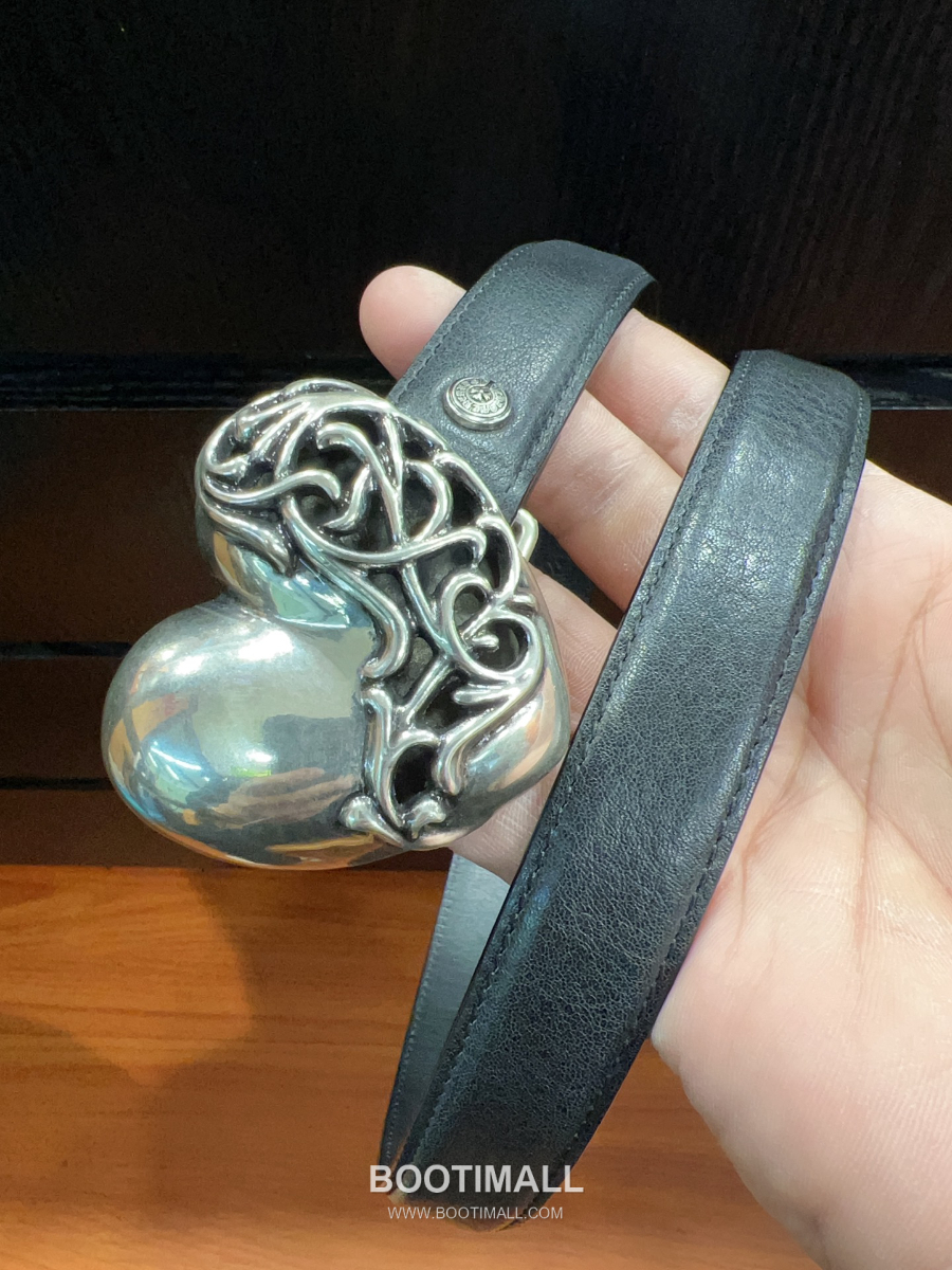 Chrome Hearts Heart Buckle Belt 크롬하츠 하트 버클 벨트 화이트 2.5cm 7