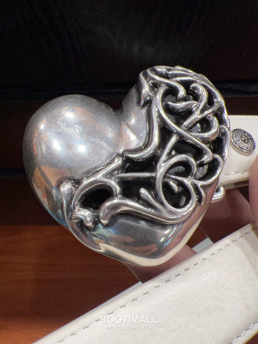 Chrome Hearts Heart Buckle Belt 크롬하츠 하트 버클 벨트 화이트 2.5cm 14