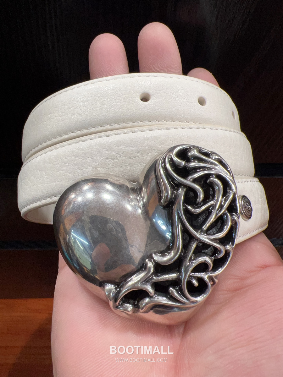 Chrome Hearts Heart Buckle Belt 크롬하츠 하트 버클 벨트 화이트 2.5cm 20