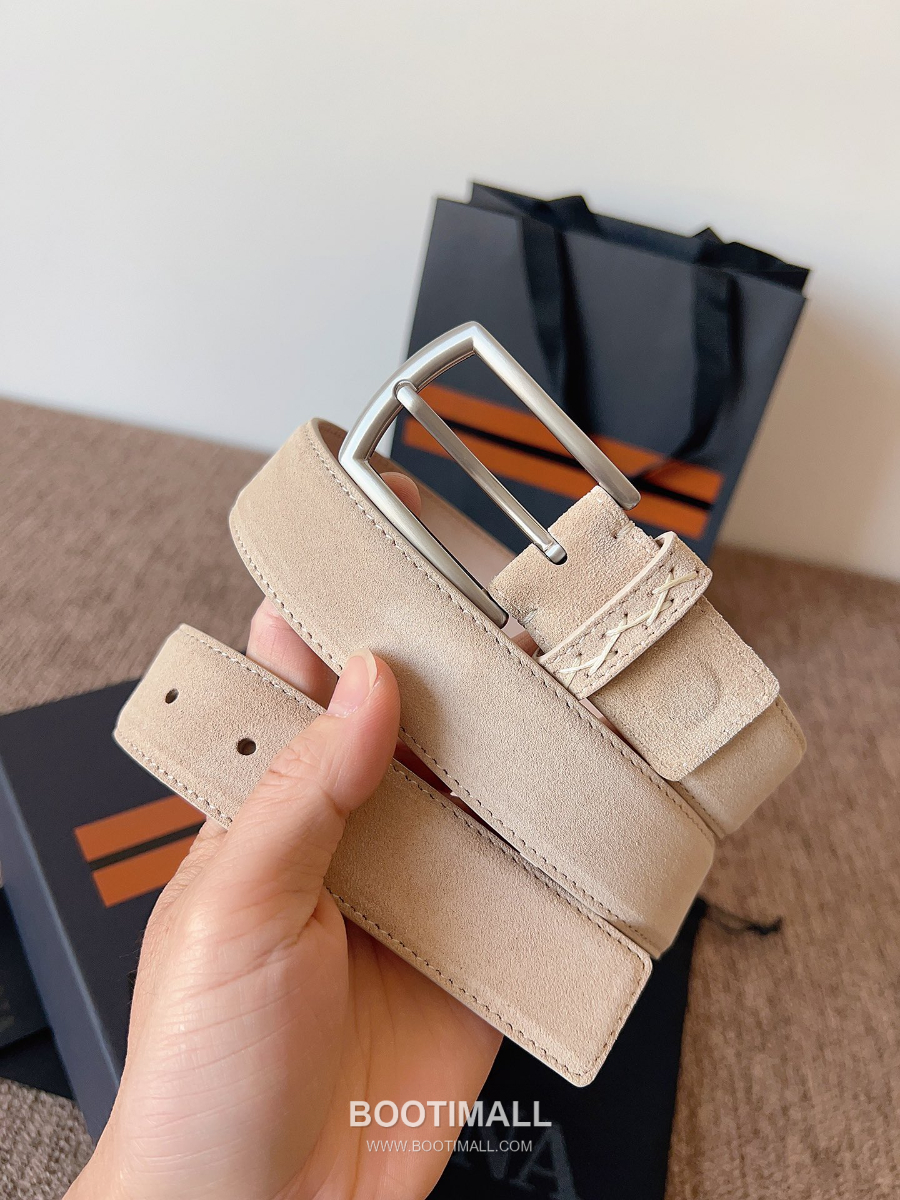 ZEGNA Suede Belt LHCAS-B014AZ-CON (22063165) 제냐 스웨이드 벨트 베이지 3.5cm 2