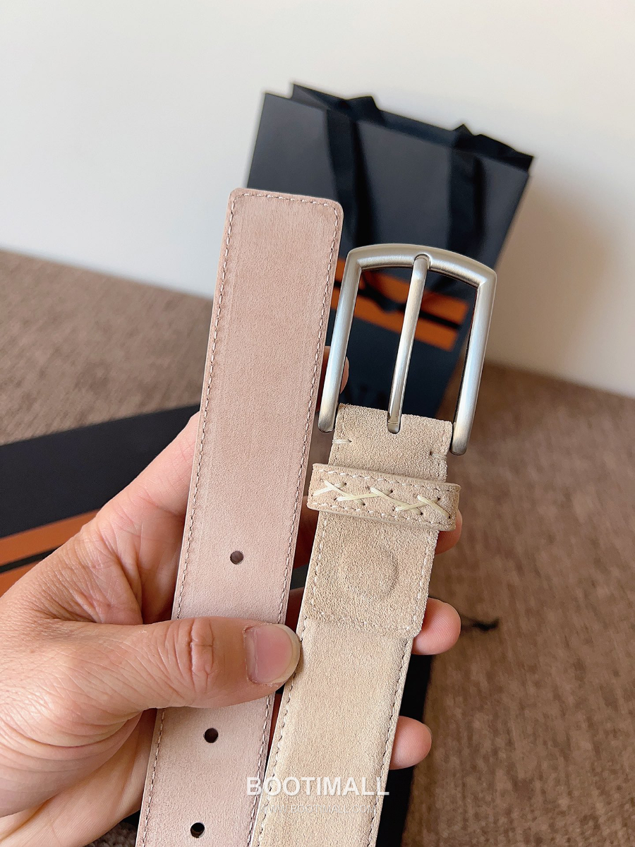 ZEGNA Suede Belt LHCAS-B014AZ-CON (22063165) 제냐 스웨이드 벨트 베이지 3.5cm 5