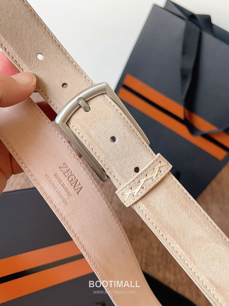 ZEGNA Suede Belt LHCAS-B014AZ-CON (22063165) 제냐 스웨이드 벨트 베이지 3.5cm 6