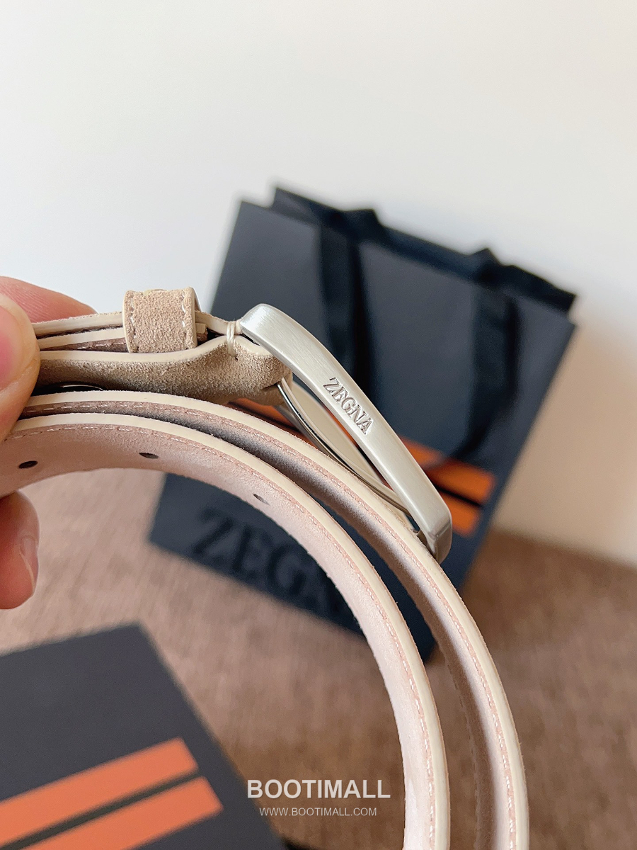 ZEGNA Suede Belt LHCAS-B014AZ-CON (22063165) 제냐 스웨이드 벨트 베이지 3.5cm 7