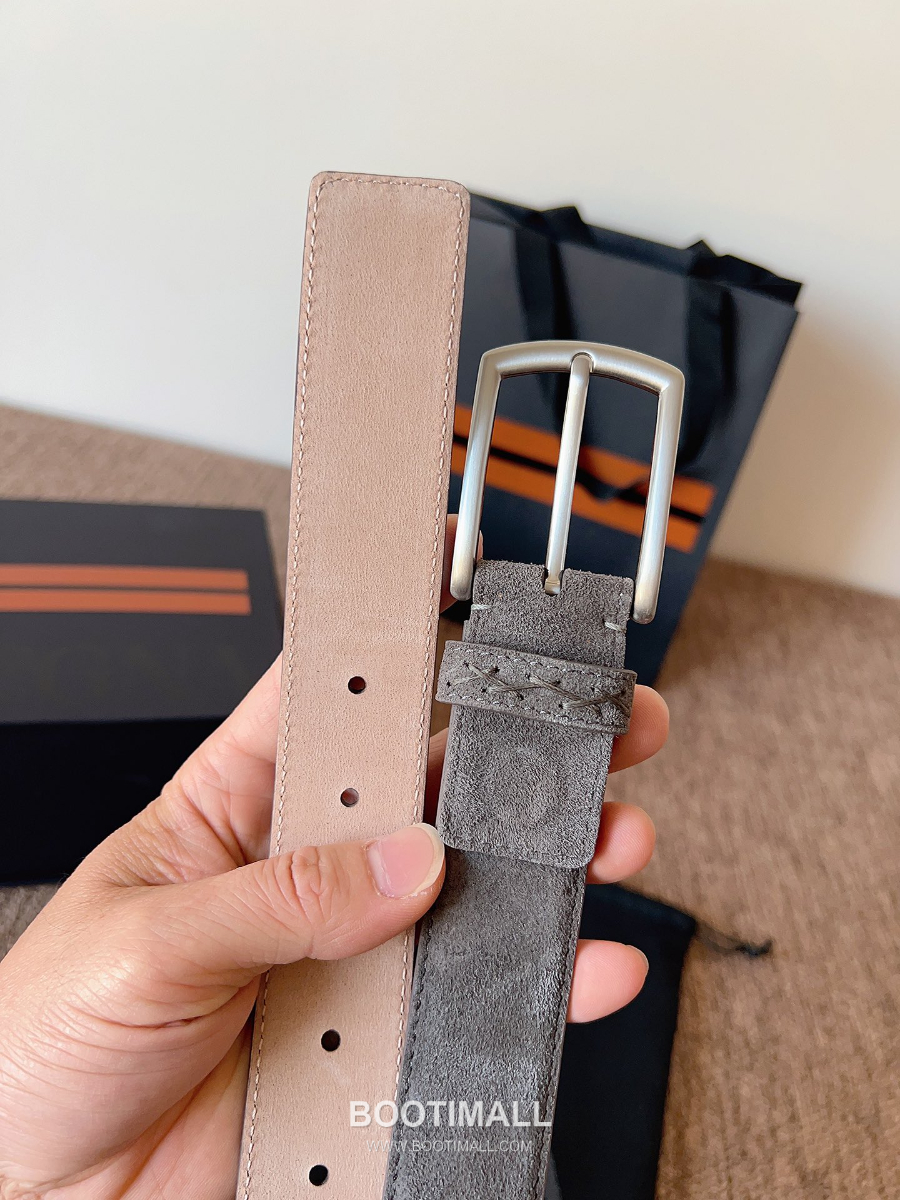 ZEGNA Suede Belt LHCAS-B014AZ-CON (22063165) 제냐 스웨이드 벨트 그레이 3.5cm 2