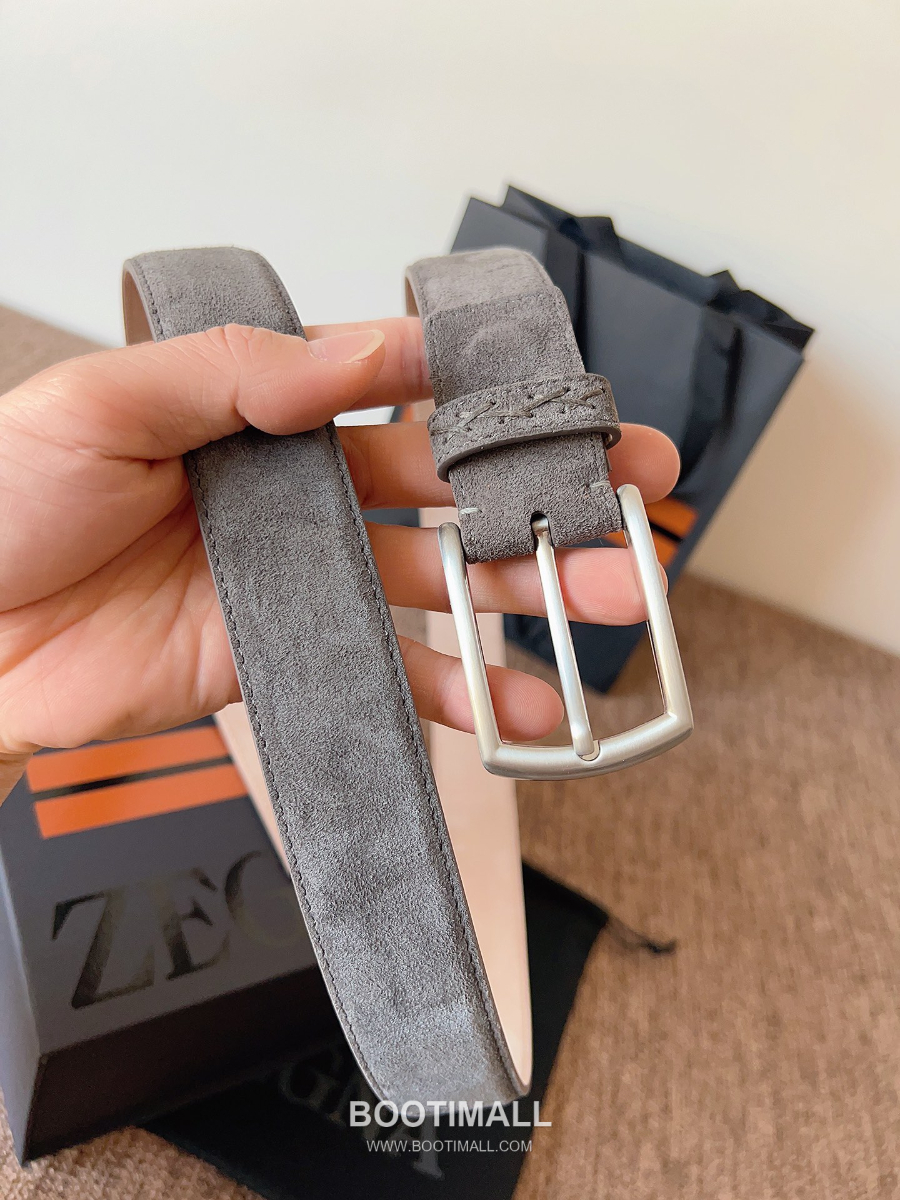 ZEGNA Suede Belt LHCAS-B014AZ-CON (22063165) 제냐 스웨이드 벨트 그레이 3.5cm 4