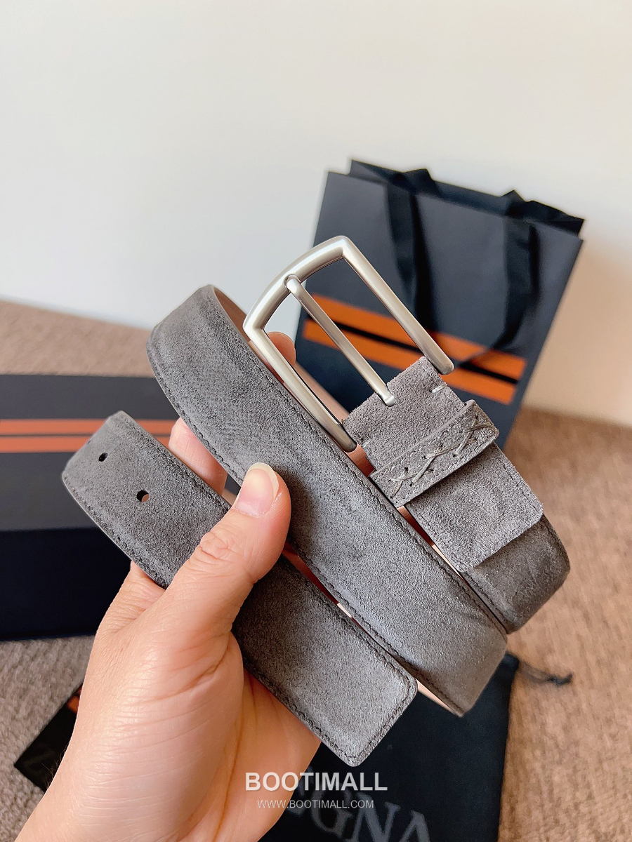 ZEGNA Suede Belt LHCAS-B014AZ-CON (22063165) 제냐 스웨이드 벨트 그레이 3.5cm 5