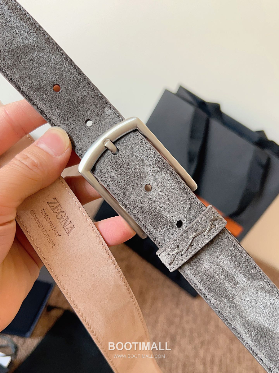 ZEGNA Suede Belt LHCAS-B014AZ-CON (22063165) 제냐 스웨이드 벨트 그레이 3.5cm 6