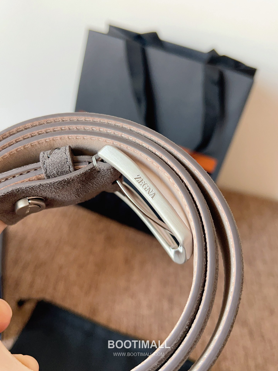 ZEGNA Suede Belt LHCAS-B014AZ-CON (22063165) 제냐 스웨이드 벨트 그레이 3.5cm 7