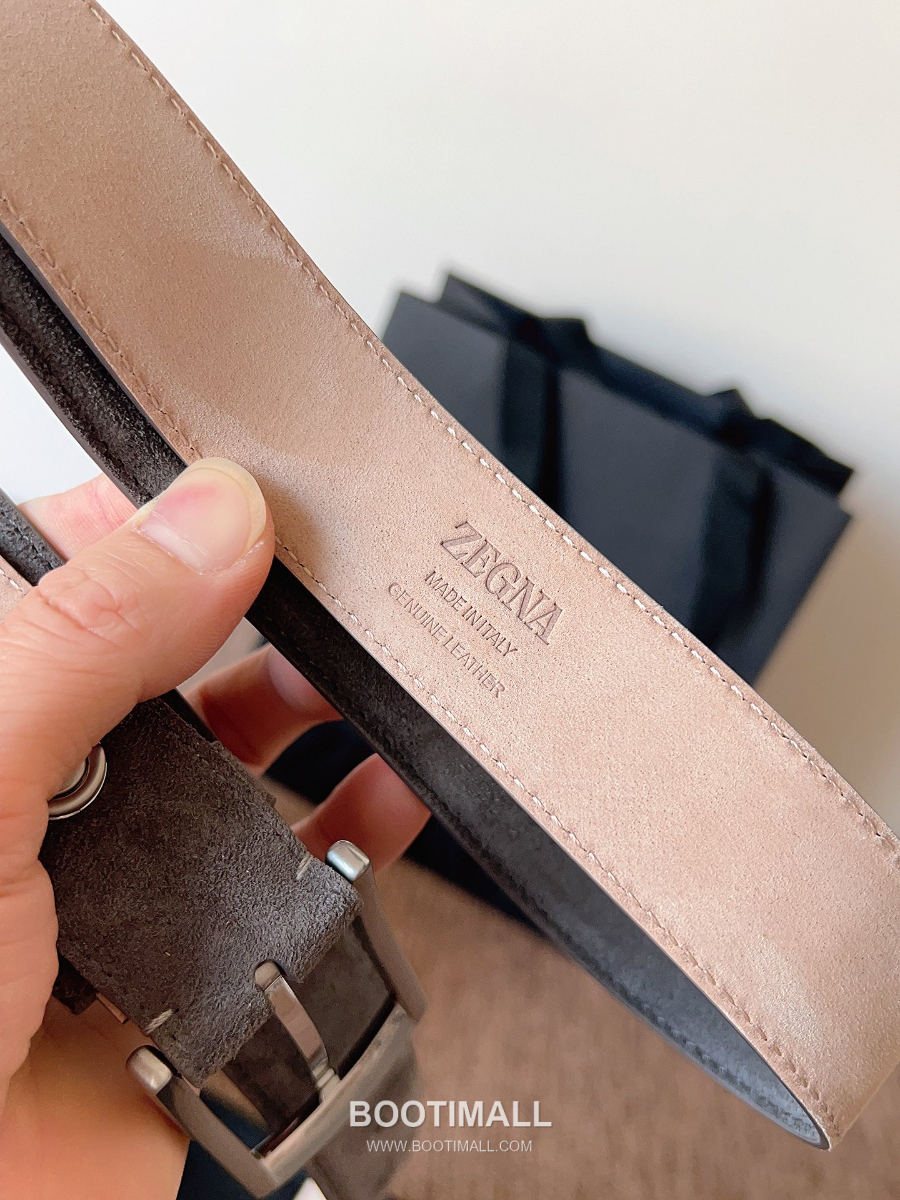 ZEGNA Suede Belt LHCAS-B014AZ-CON (22063165) 제냐 스웨이드 벨트 브라운 3.5cm 3