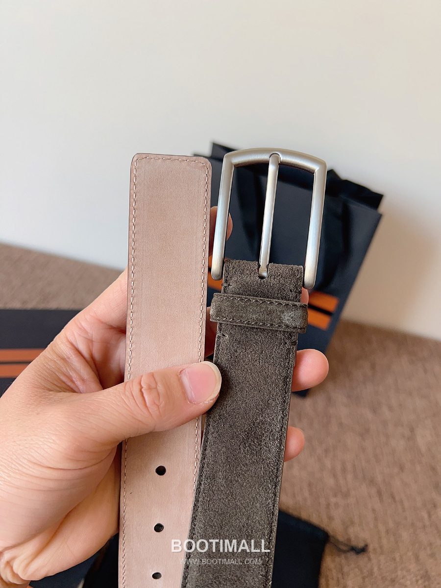 ZEGNA Suede Belt LHCAS-B014AZ-CON (22063165) 제냐 스웨이드 벨트 브라운 3.5cm 4