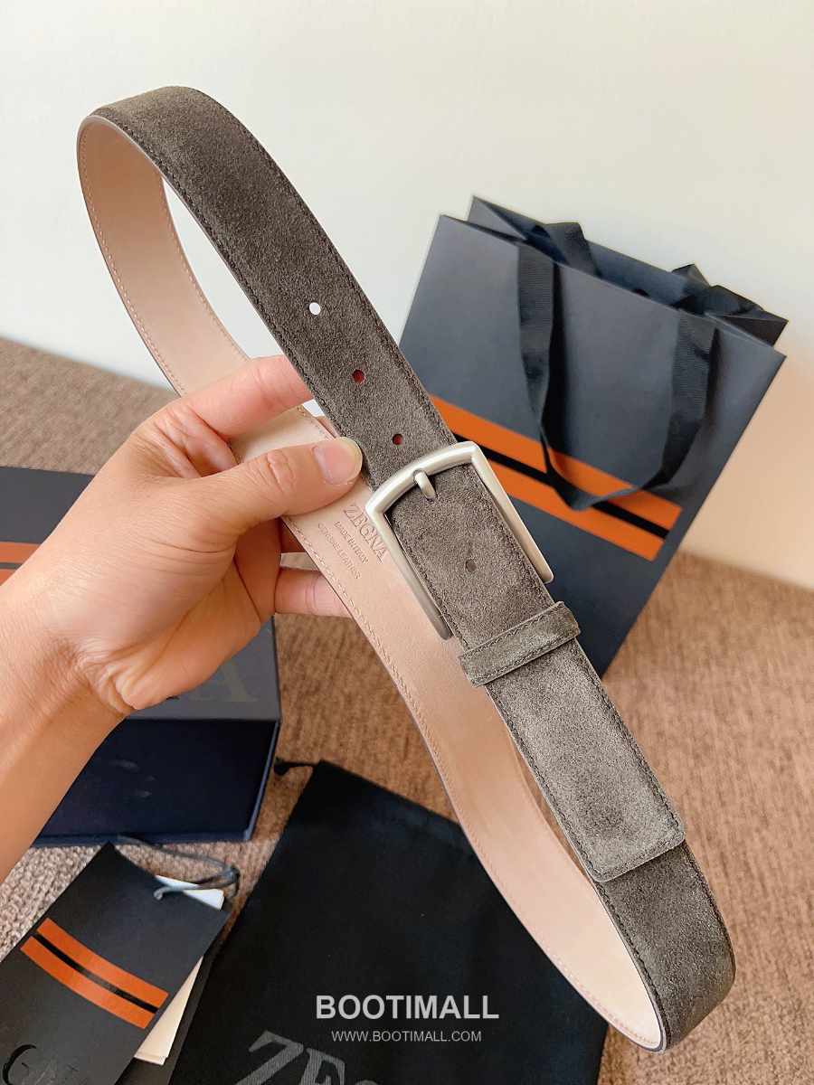 ZEGNA Suede Belt LHCAS-B014AZ-CON (22063165) 제냐 스웨이드 벨트 브라운 3.5cm 6