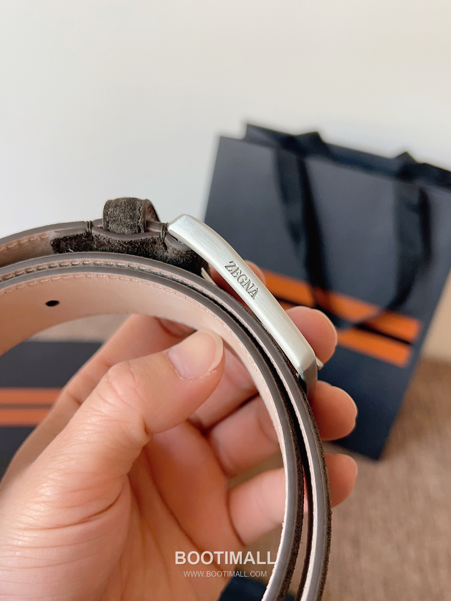 ZEGNA Suede Belt LHCAS-B014AZ-CON (22063165) 제냐 스웨이드 벨트 브라운 3.5cm 7