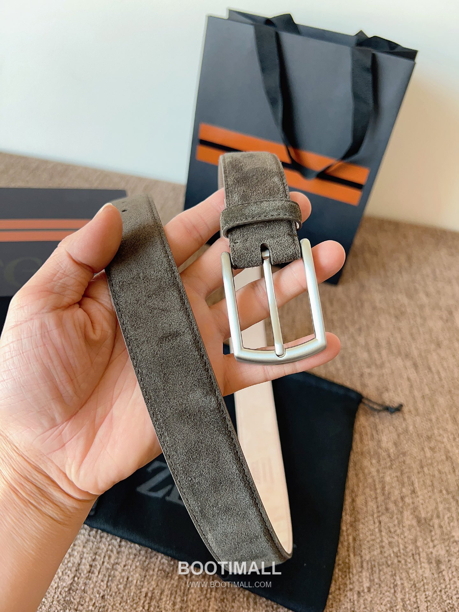 ZEGNA Suede Belt LHCAS-B014AZ-CON (22063165) 제냐 스웨이드 벨트 블랙 3.5cm 1