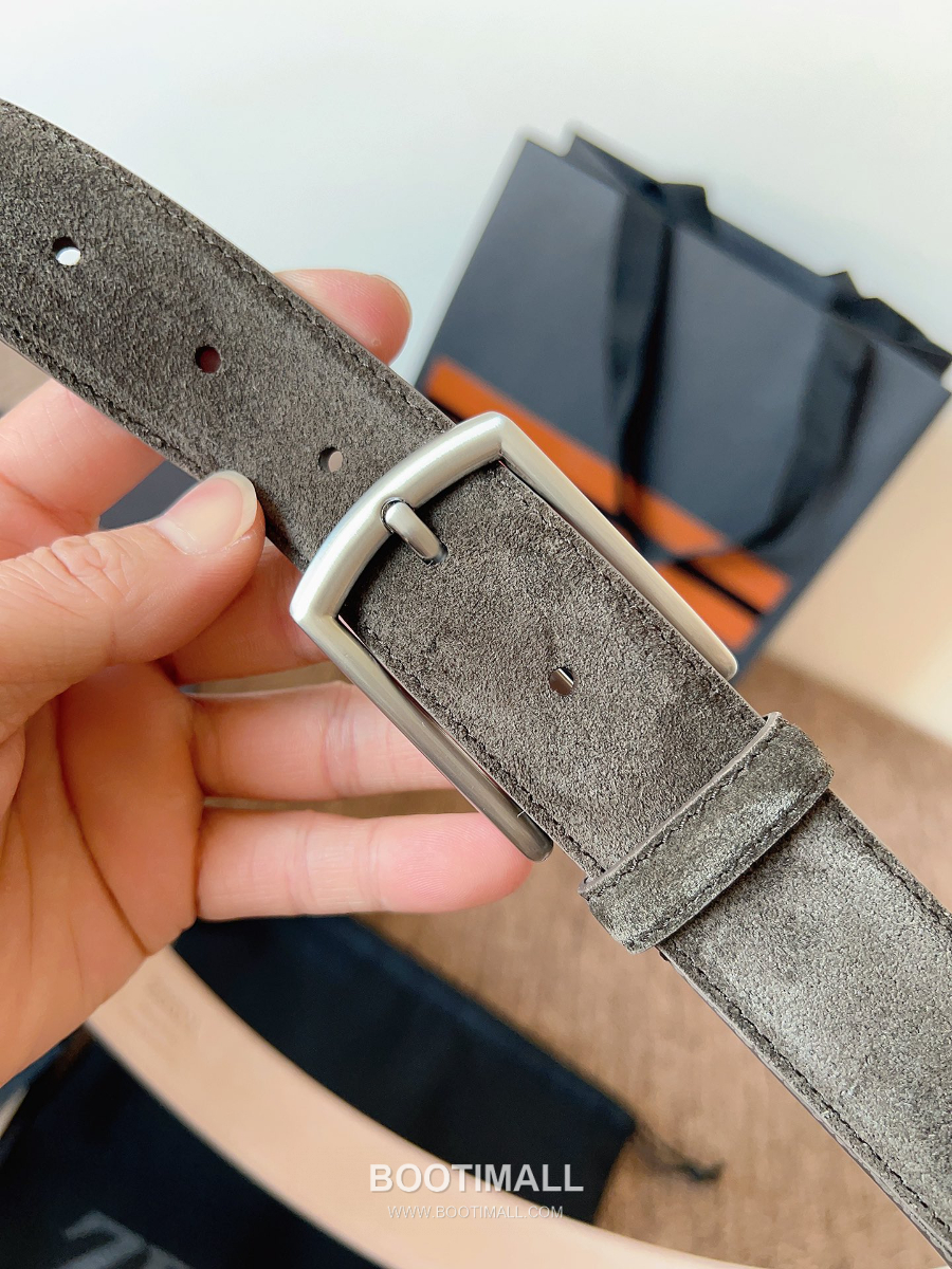 ZEGNA Suede Belt LHCAS-B014AZ-CON (22063165) 제냐 스웨이드 벨트 블랙 3.5cm 2