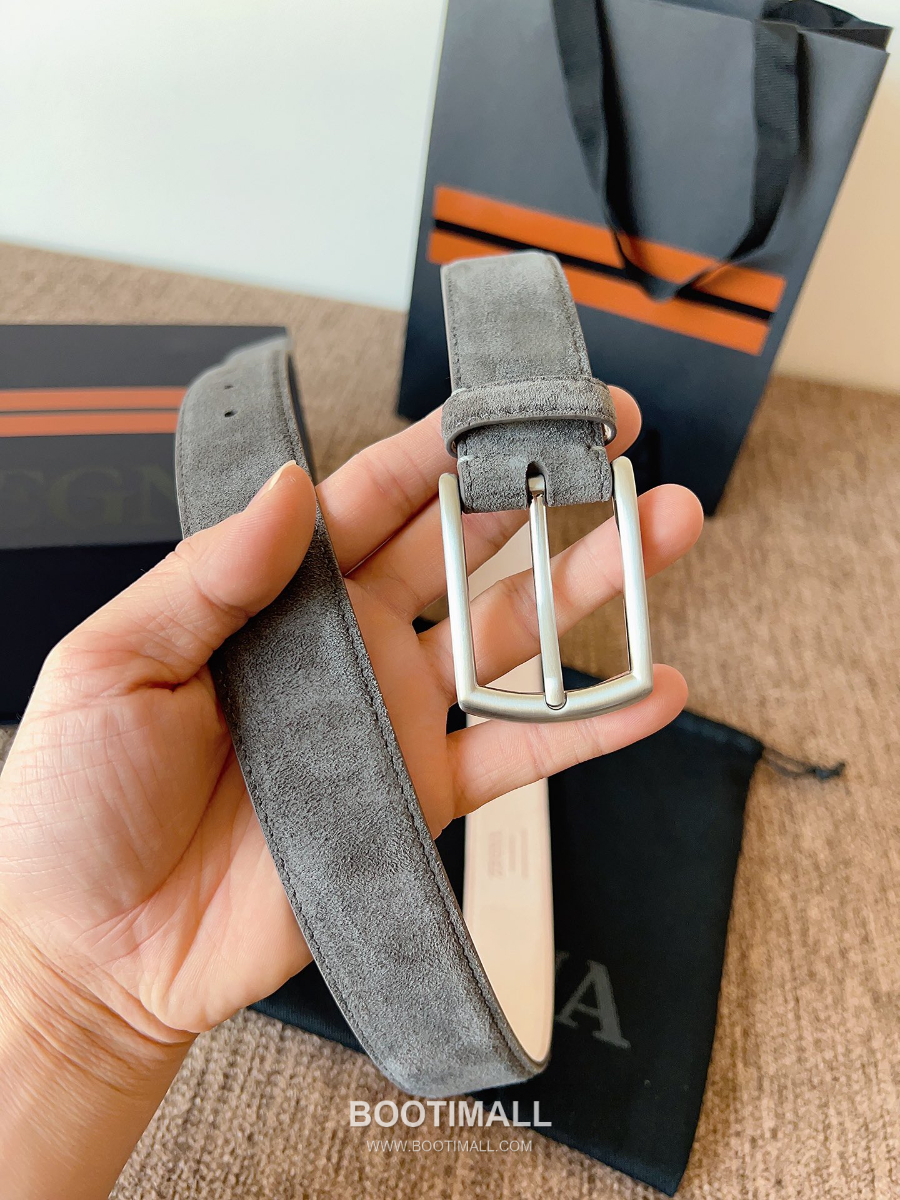 ZEGNA Suede Belt LHCAS-B014AZ-CON (22063165) 제냐 스웨이드 벨트 블랙 3.5cm 3