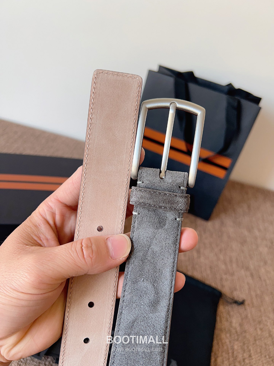 ZEGNA Suede Belt LHCAS-B014AZ-CON (22063165) 제냐 스웨이드 벨트 블랙 3.5cm 4