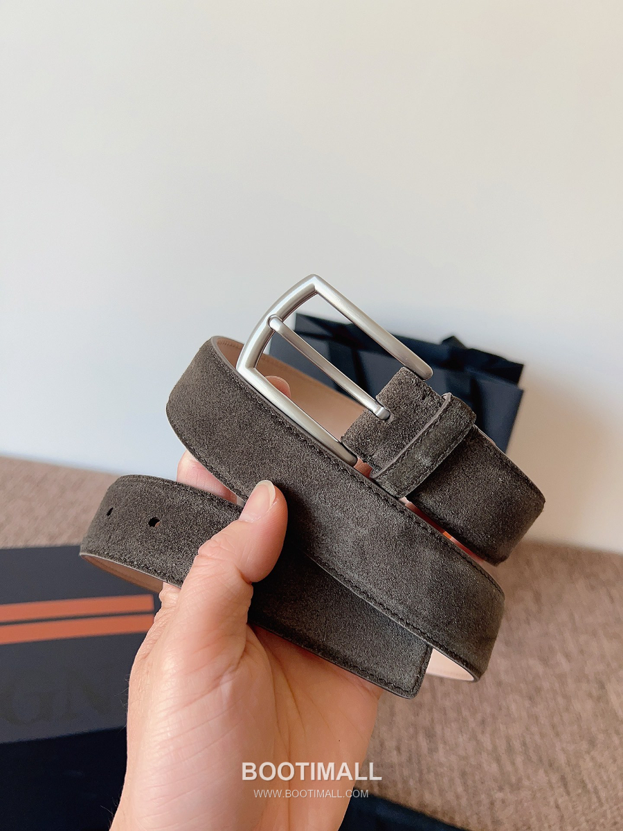 ZEGNA Suede Belt LHCAS-B014AZ-CON (22063165) 제냐 스웨이드 벨트 블랙 3.5cm 5