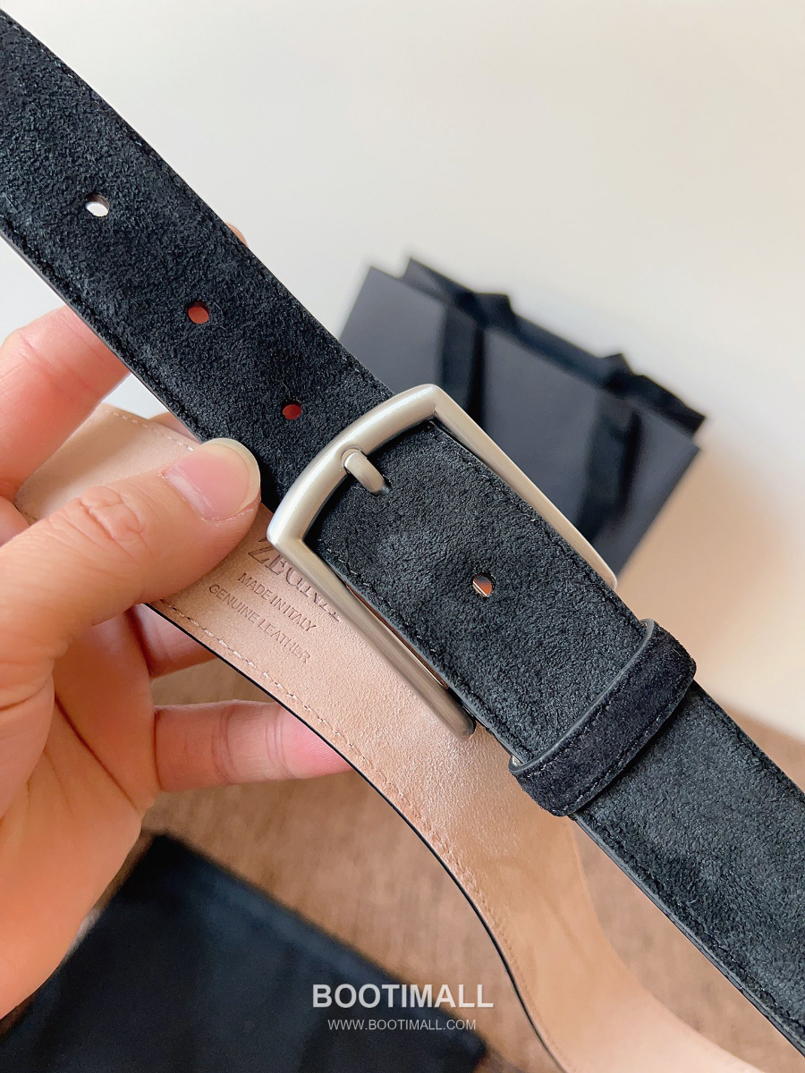 ZEGNA Suede Belt LHCAS-B014AZ-CON (22063165) 제냐 스웨이드 벨트 블랙 3.5cm 7
