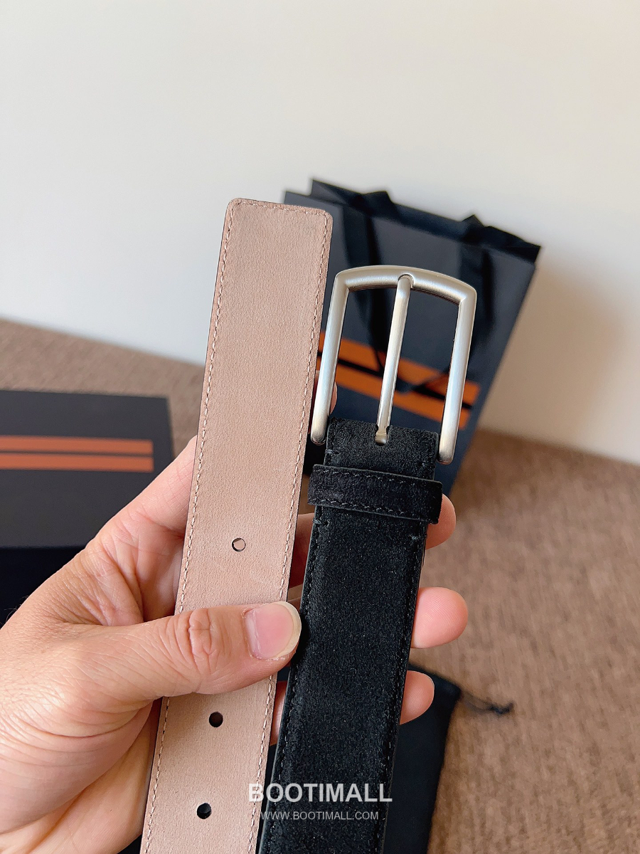ZEGNA Suede Belt LHCAS-B014AZ-CON (22063165) 제냐 스웨이드 벨트 블랙 3.5cm 8