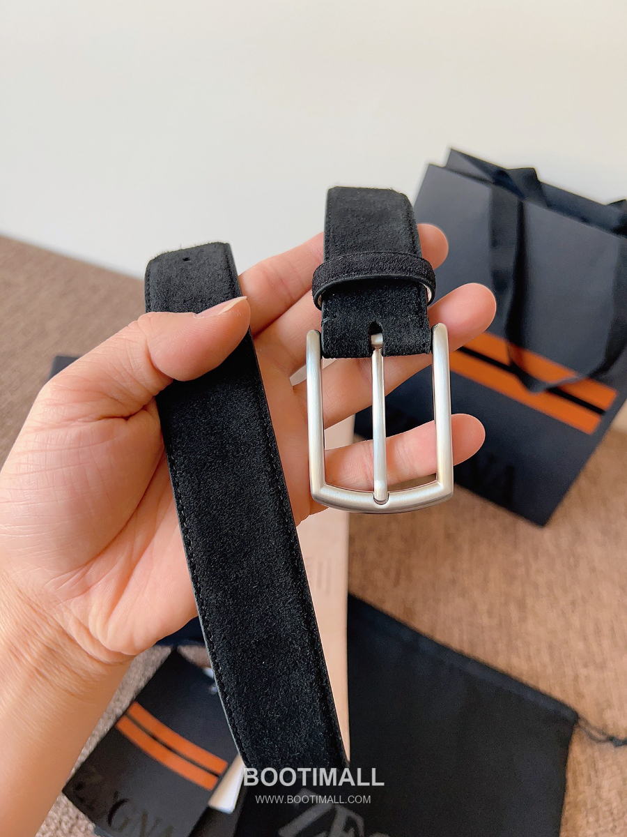ZEGNA Suede Belt LHCAS-B014AZ-CON (22063165) 제냐 스웨이드 벨트 블랙 3.5cm 9