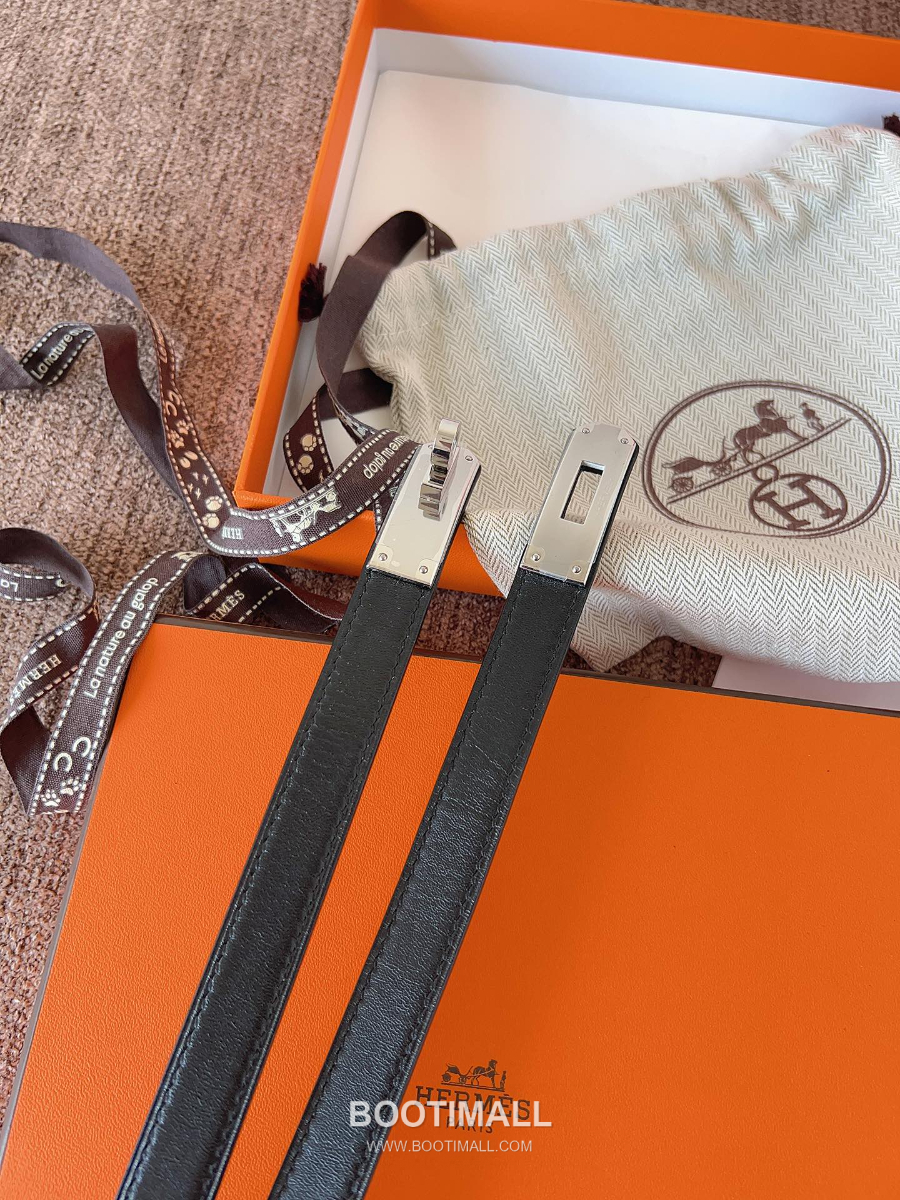 HERMÈS Kelly 18 Reversible Epsom 에르메스 켈리 18 리버서블 엡송 카프스킨 벨트 블랙 1.8cm 1