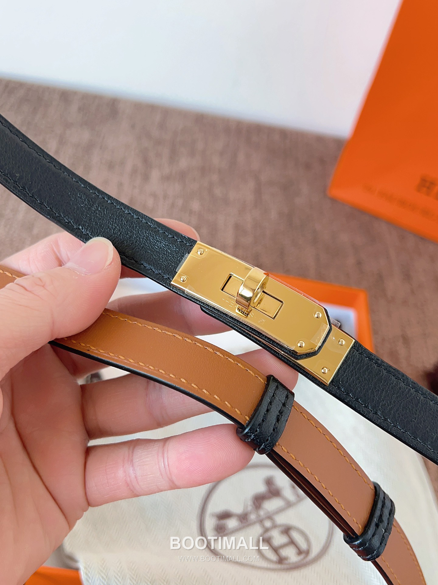 HERMÈS Kelly 18 Reversible Epsom 에르메스 켈리 18 리버서블 엡송 카프스킨 벨트 블랙 1.8cm 6