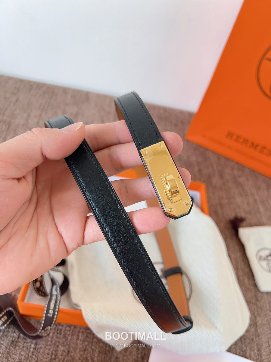 HERMÈS Kelly 18 Reversible Epsom 에르메스 켈리 18 리버서블 엡송 카프스킨 벨트 블랙 1.8cm 8