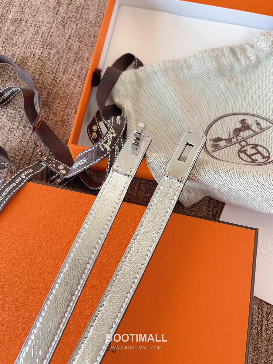 HERMÈS Kelly 18 Reversible Epsom 에르메스 켈리 18 리버서블 엡송 카프스킨 벨트 메탈릭실버 1.8cm 1