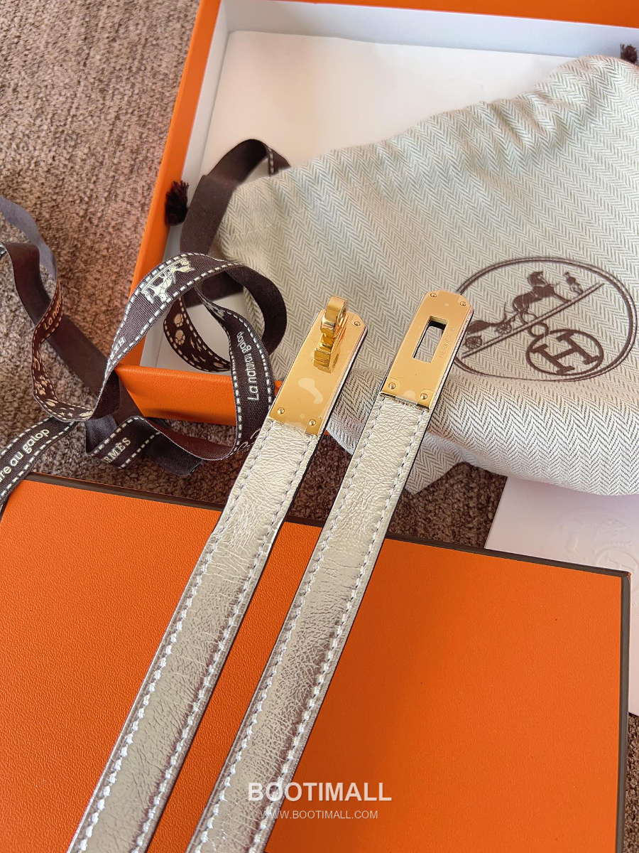 HERMÈS Kelly 18 Reversible Epsom 에르메스 켈리 18 리버서블 엡송 카프스킨 벨트 메탈릭실버 1.8cm 2