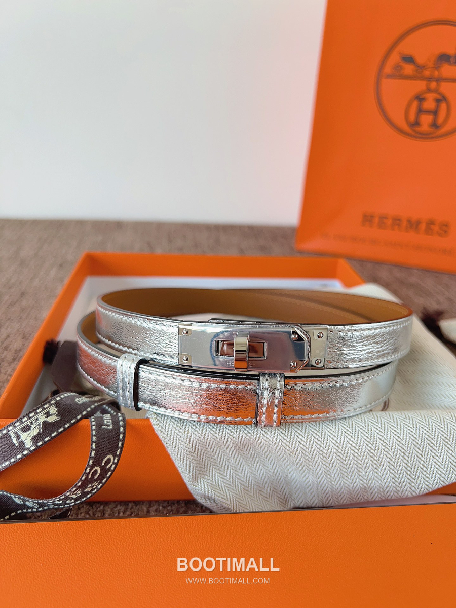 HERMÈS Kelly 18 Reversible Epsom 에르메스 켈리 18 리버서블 엡송 카프스킨 벨트 메탈릭실버 1.8cm 3