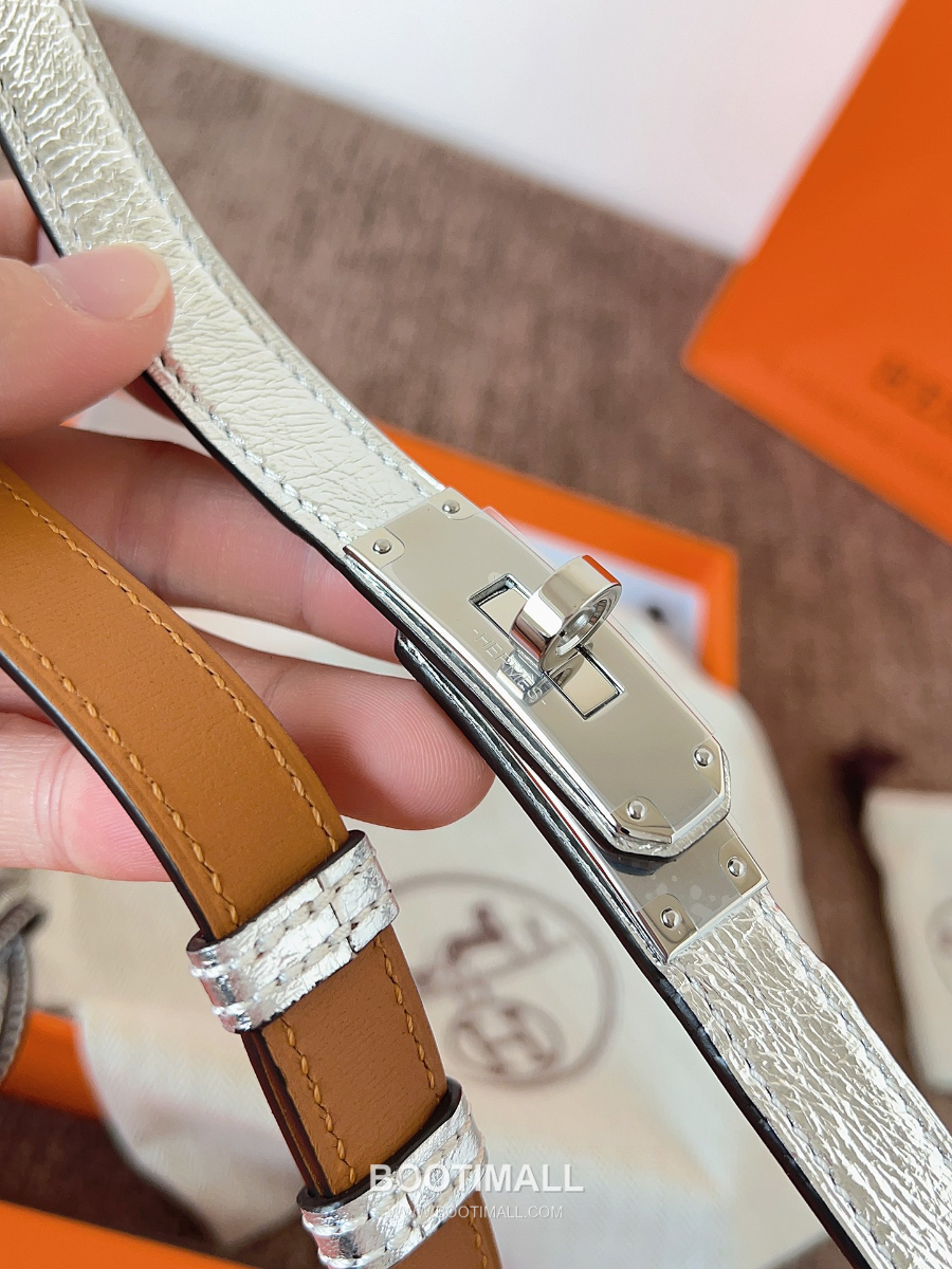 HERMÈS Kelly 18 Reversible Epsom 에르메스 켈리 18 리버서블 엡송 카프스킨 벨트 메탈릭실버 1.8cm 4