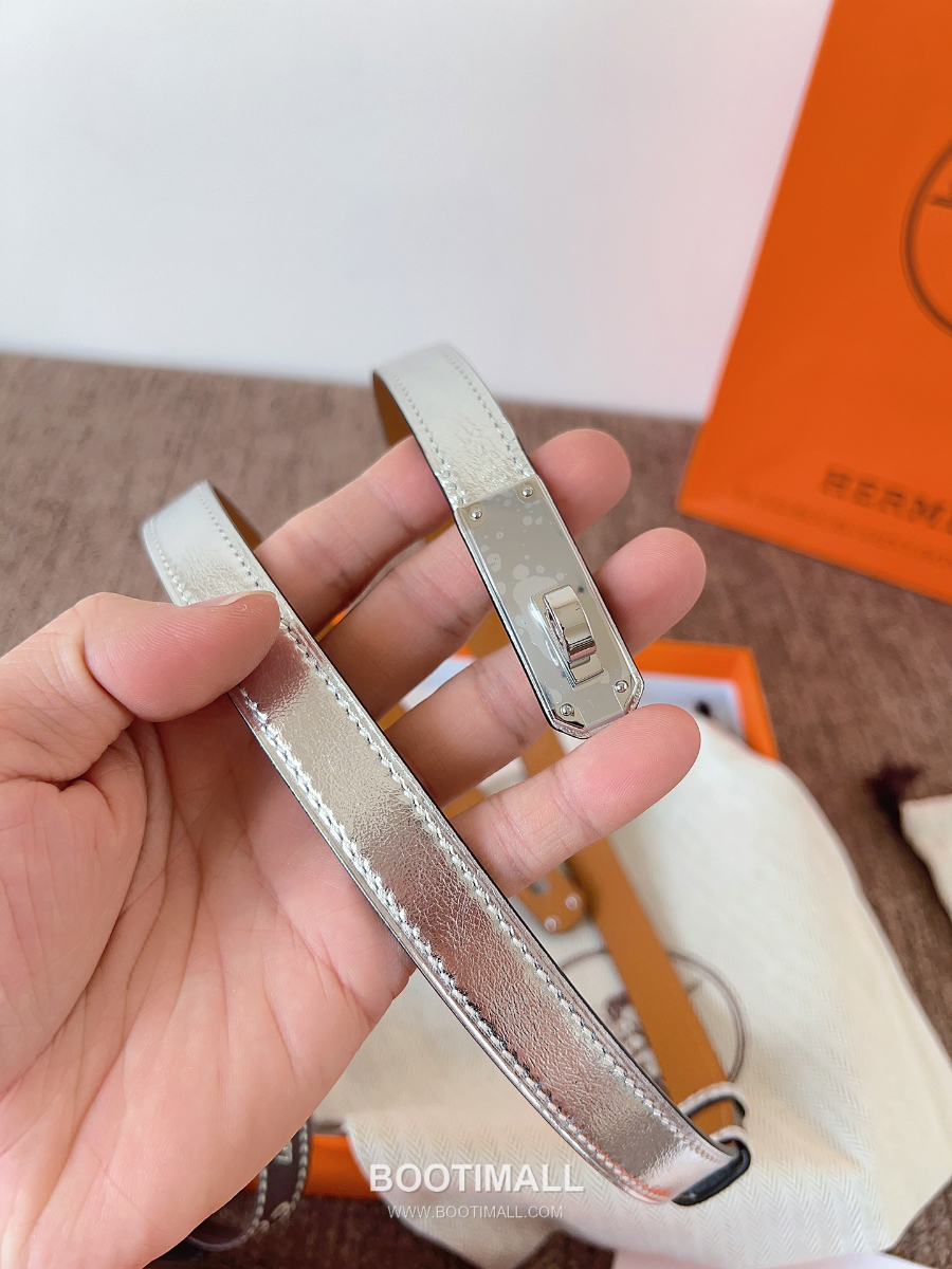HERMÈS Kelly 18 Reversible Epsom 에르메스 켈리 18 리버서블 엡송 카프스킨 벨트 메탈릭실버 1.8cm 5