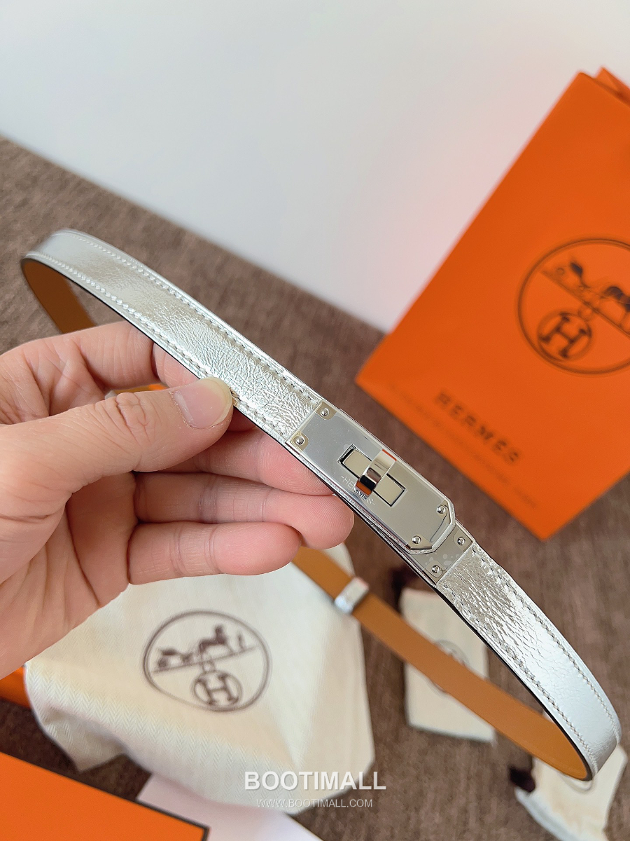 HERMÈS Kelly 18 Reversible Epsom 에르메스 켈리 18 리버서블 엡송 카프스킨 벨트 메탈릭실버 1.8cm 6