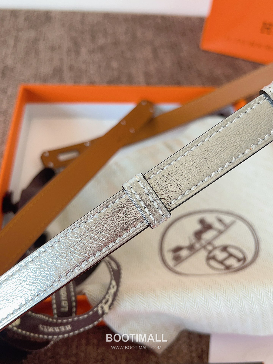 HERMÈS Kelly 18 Reversible Epsom 에르메스 켈리 18 리버서블 엡송 카프스킨 벨트 메탈릭실버 1.8cm 7