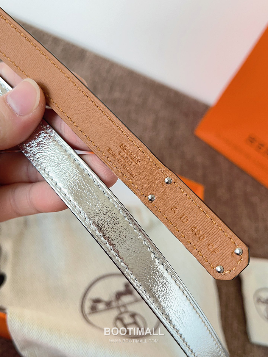 HERMÈS Kelly 18 Reversible Epsom 에르메스 켈리 18 리버서블 엡송 카프스킨 벨트 메탈릭실버 1.8cm 9