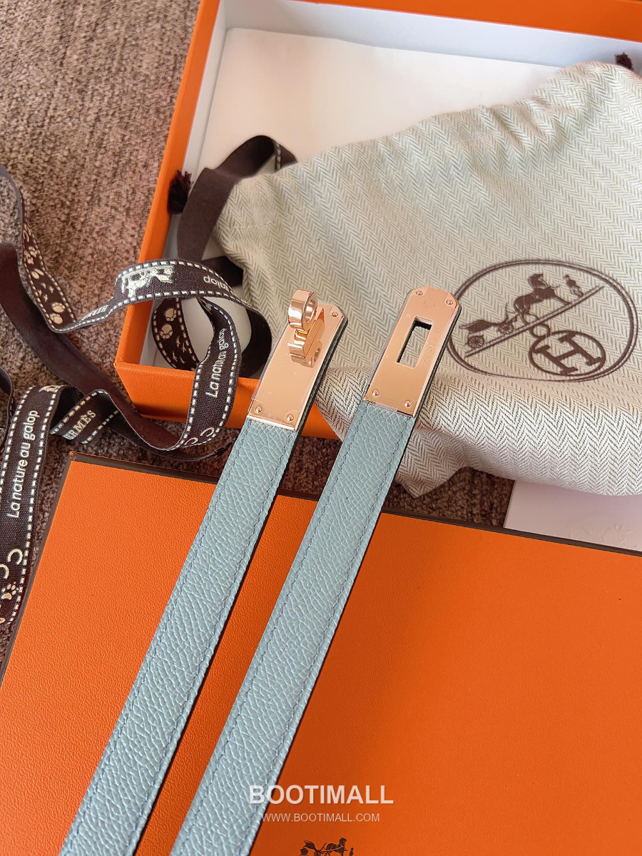 HERMÈS Kelly 18 Reversible Epsom 에르메스 켈리 18 리버서블 엡송 카프스킨 벨트 스모그민트 1.8cm 2