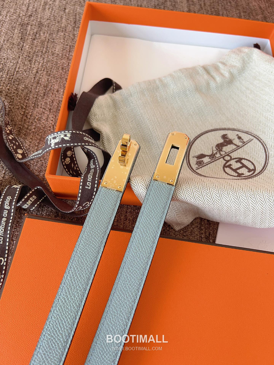 HERMÈS Kelly 18 Reversible Epsom 에르메스 켈리 18 리버서블 엡송 카프스킨 벨트 스모그민트 1.8cm 3