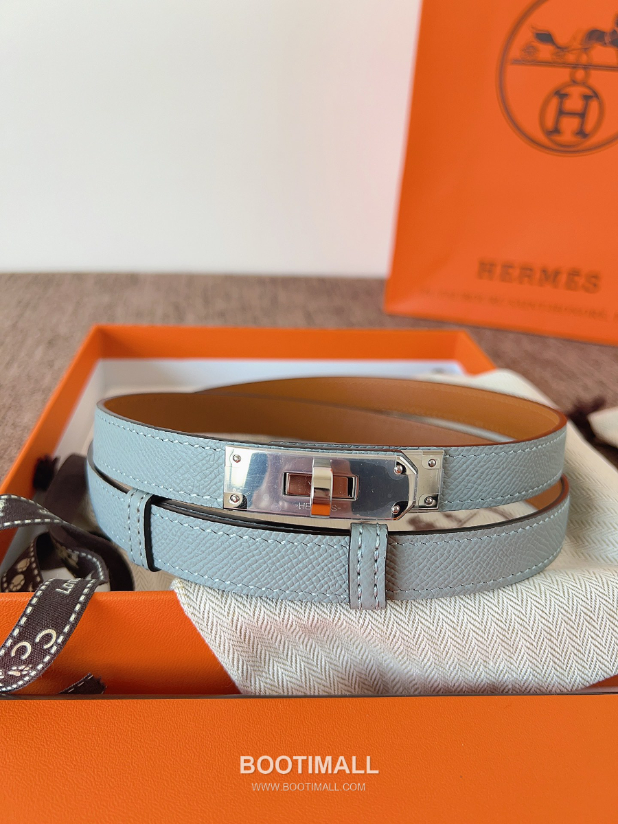 HERMÈS Kelly 18 Reversible Epsom 에르메스 켈리 18 리버서블 엡송 카프스킨 벨트 스모그민트 1.8cm 4
