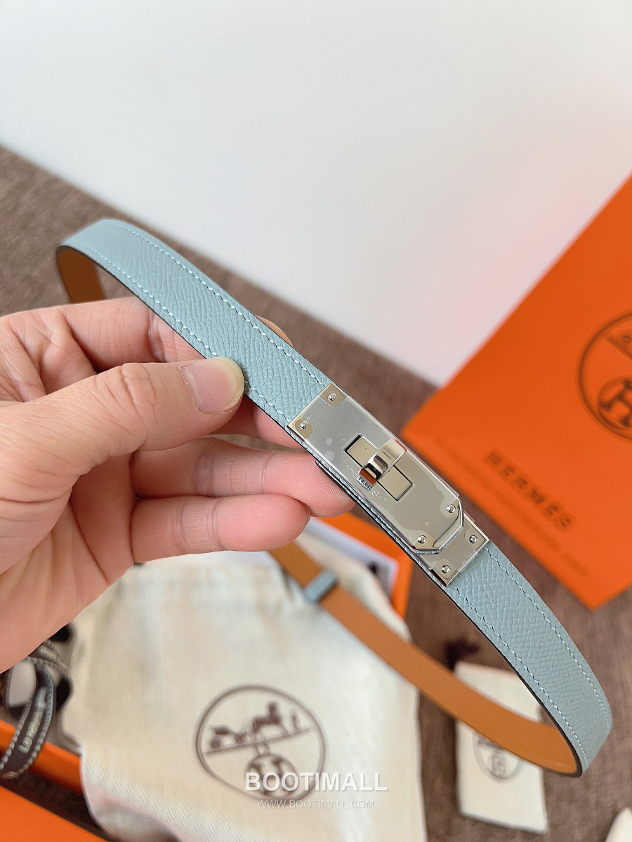 HERMÈS Kelly 18 Reversible Epsom 에르메스 켈리 18 리버서블 엡송 카프스킨 벨트 스모그민트 1.8cm 6