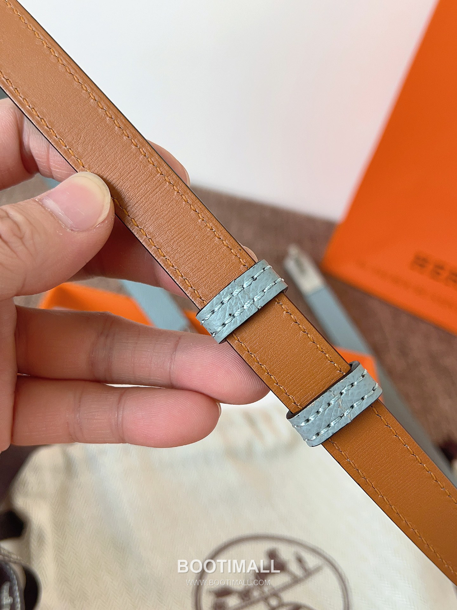 HERMÈS Kelly 18 Reversible Epsom 에르메스 켈리 18 리버서블 엡송 카프스킨 벨트 스모그민트 1.8cm 7