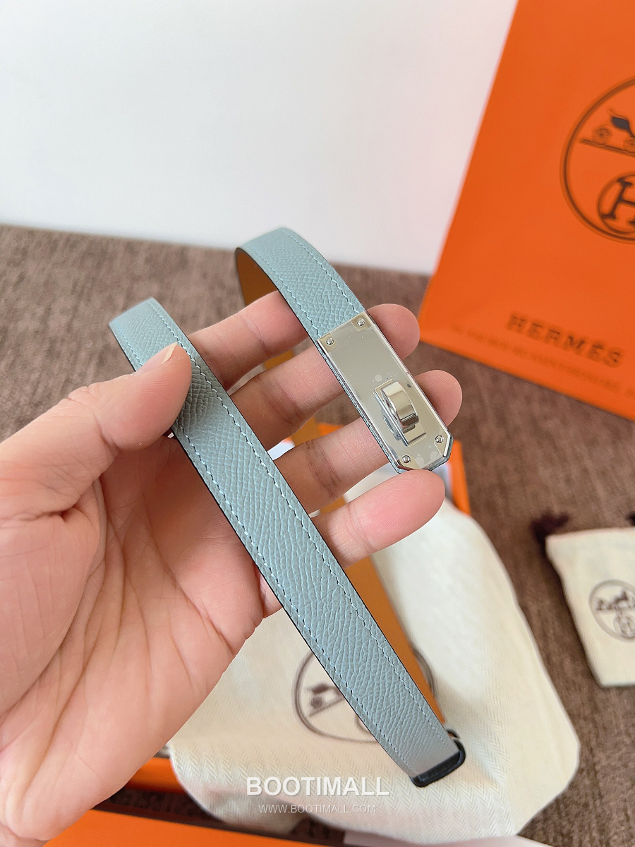 HERMÈS Kelly 18 Reversible Epsom 에르메스 켈리 18 리버서블 엡송 카프스킨 벨트 스모그민트 1.8cm 8