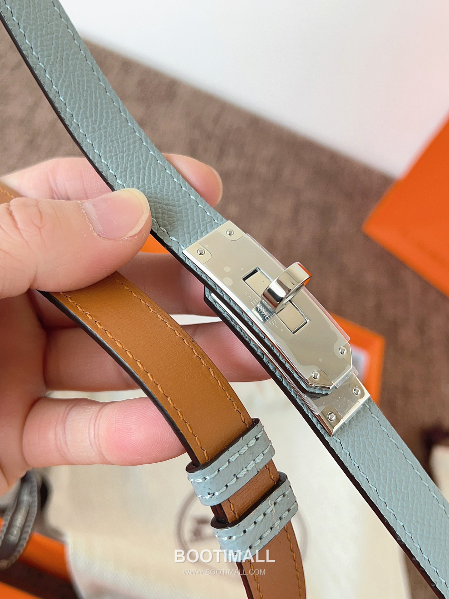 HERMÈS Kelly 18 Reversible Epsom 에르메스 켈리 18 리버서블 엡송 카프스킨 벨트 스모그민트 1.8cm 9