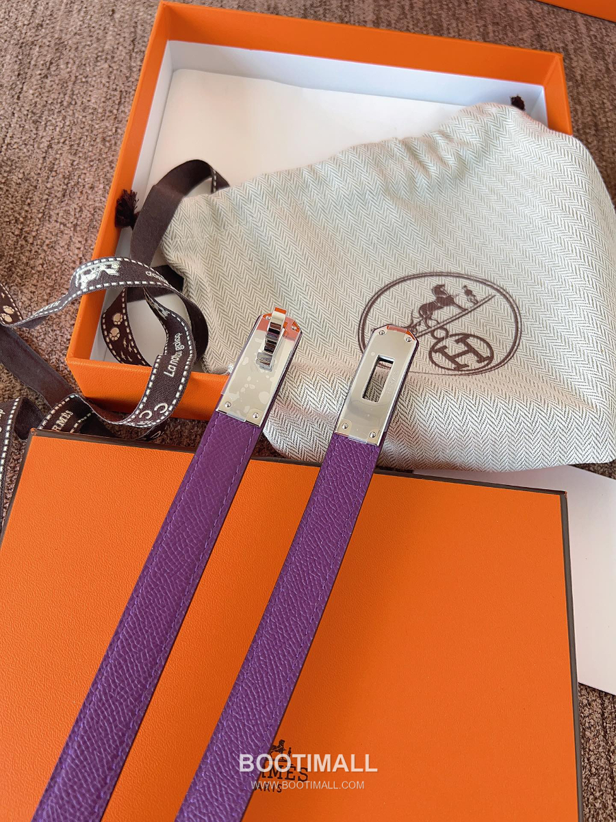 HERMÈS Kelly 18 Reversible Epsom 에르메스 켈리 18 리버서블 엡송 카프스킨 벨트 그레이프 1.8cm 1