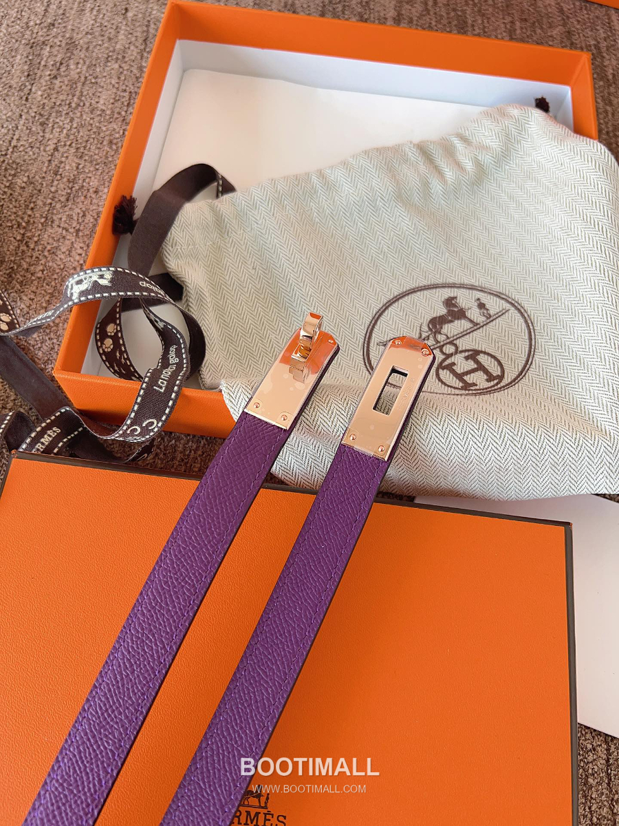 HERMÈS Kelly 18 Reversible Epsom 에르메스 켈리 18 리버서블 엡송 카프스킨 벨트 그레이프 1.8cm 3